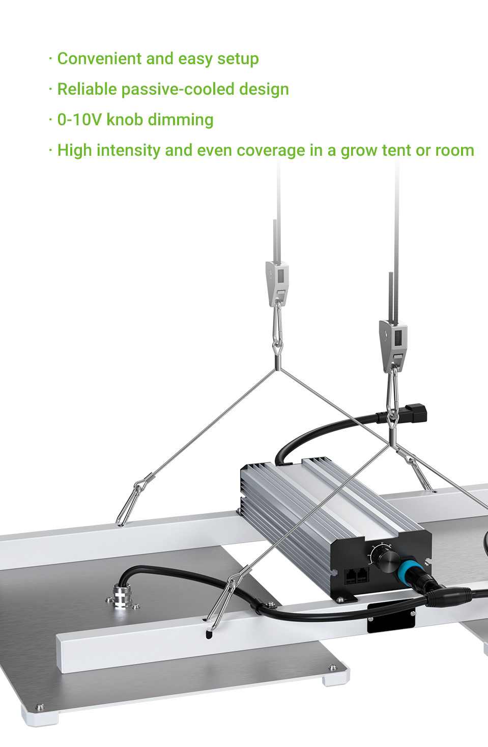 HORTI ECO grown light easy setup passive cooled design